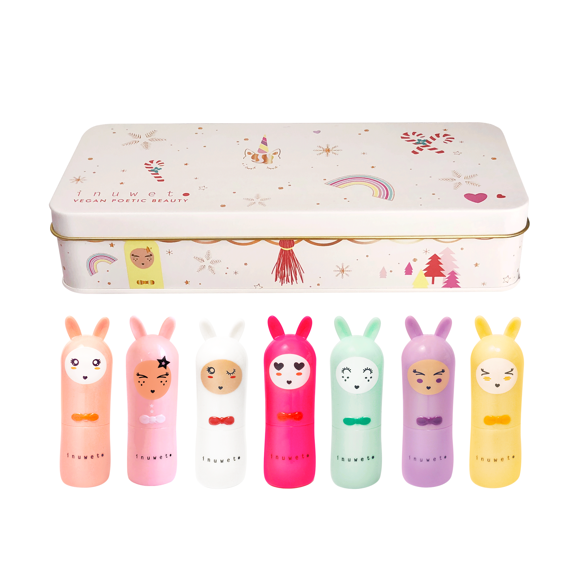 Pompom Box - Boïte métal collector 7 baumes à lèvres