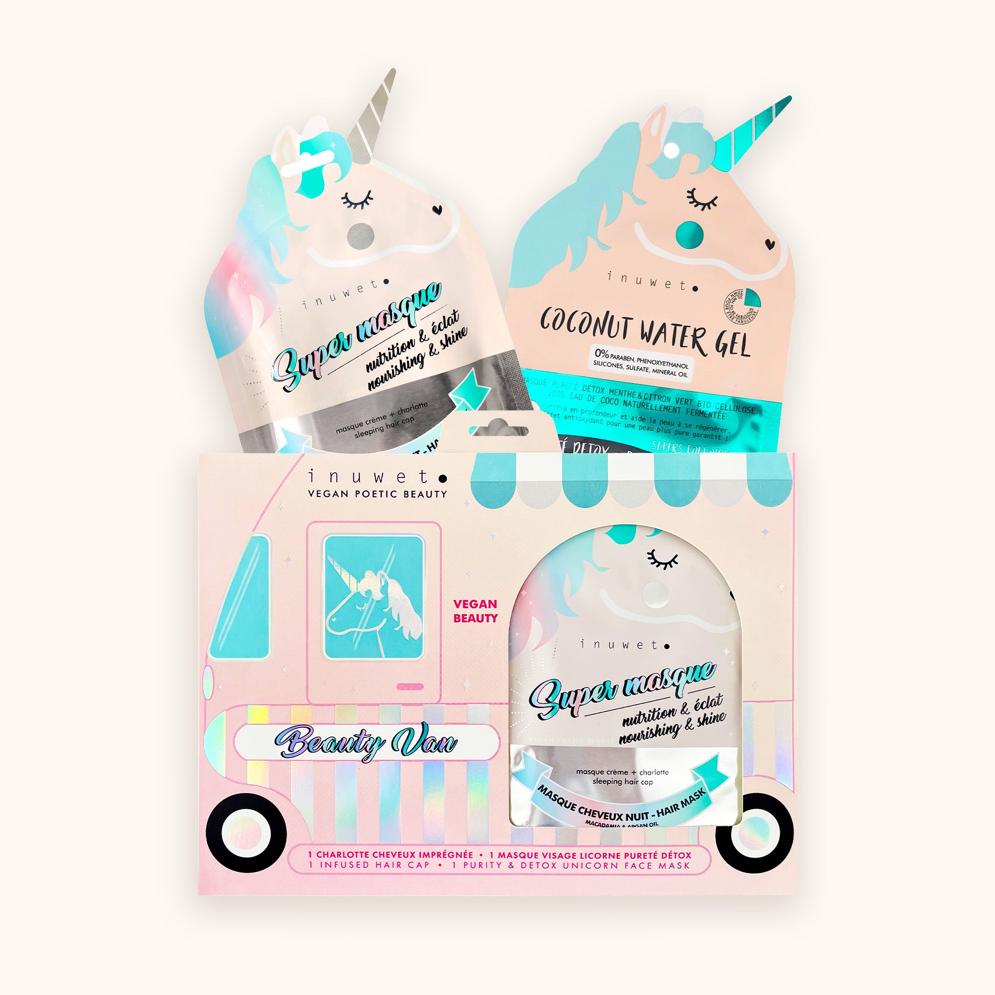 Beauty Van - Coffret masques mains hydratant, pieds exfoliant et visage éclat