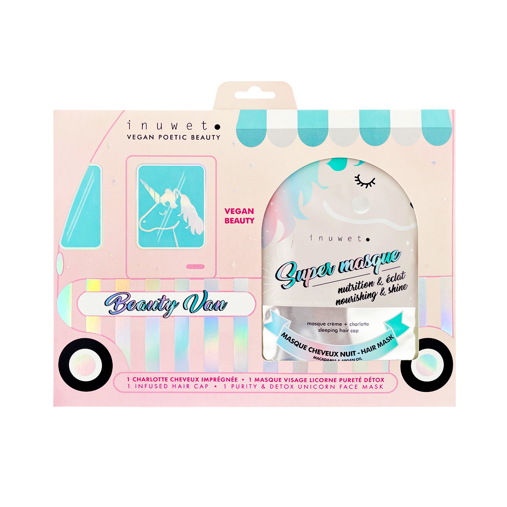 Beauty Van - Coffret masques mains hydratant, pieds exfoliant et visage éclat