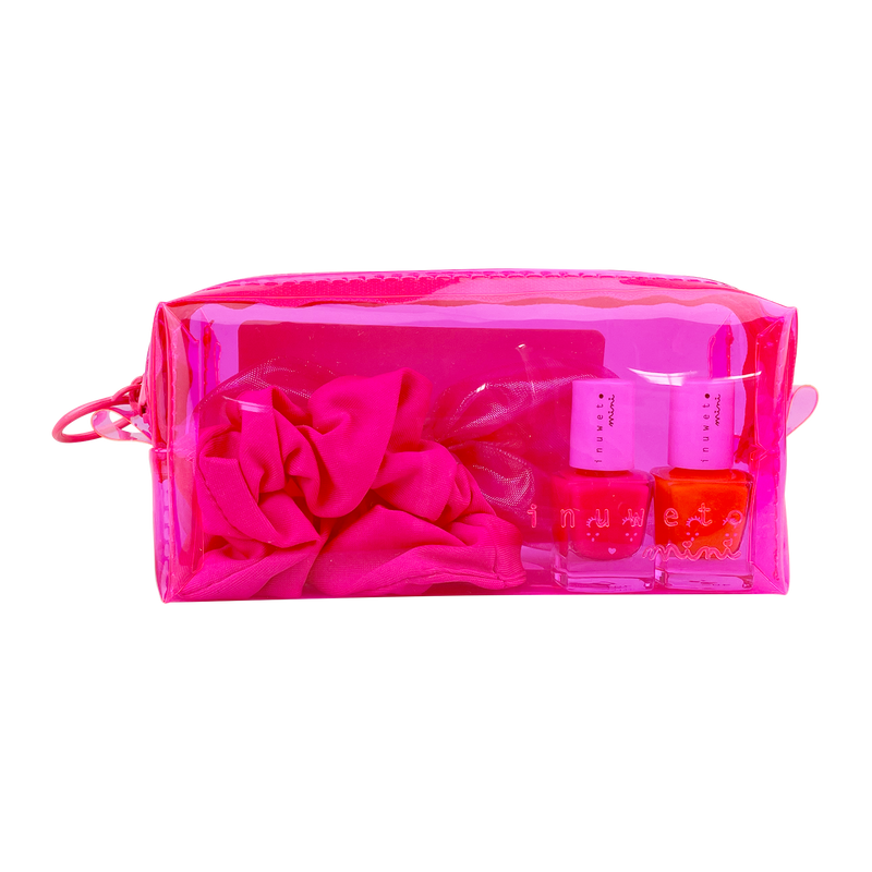 Trousse fluo rose : accessoires et vernis